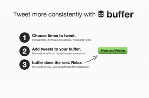 Buffer landing page explaining how tweet scheduling works