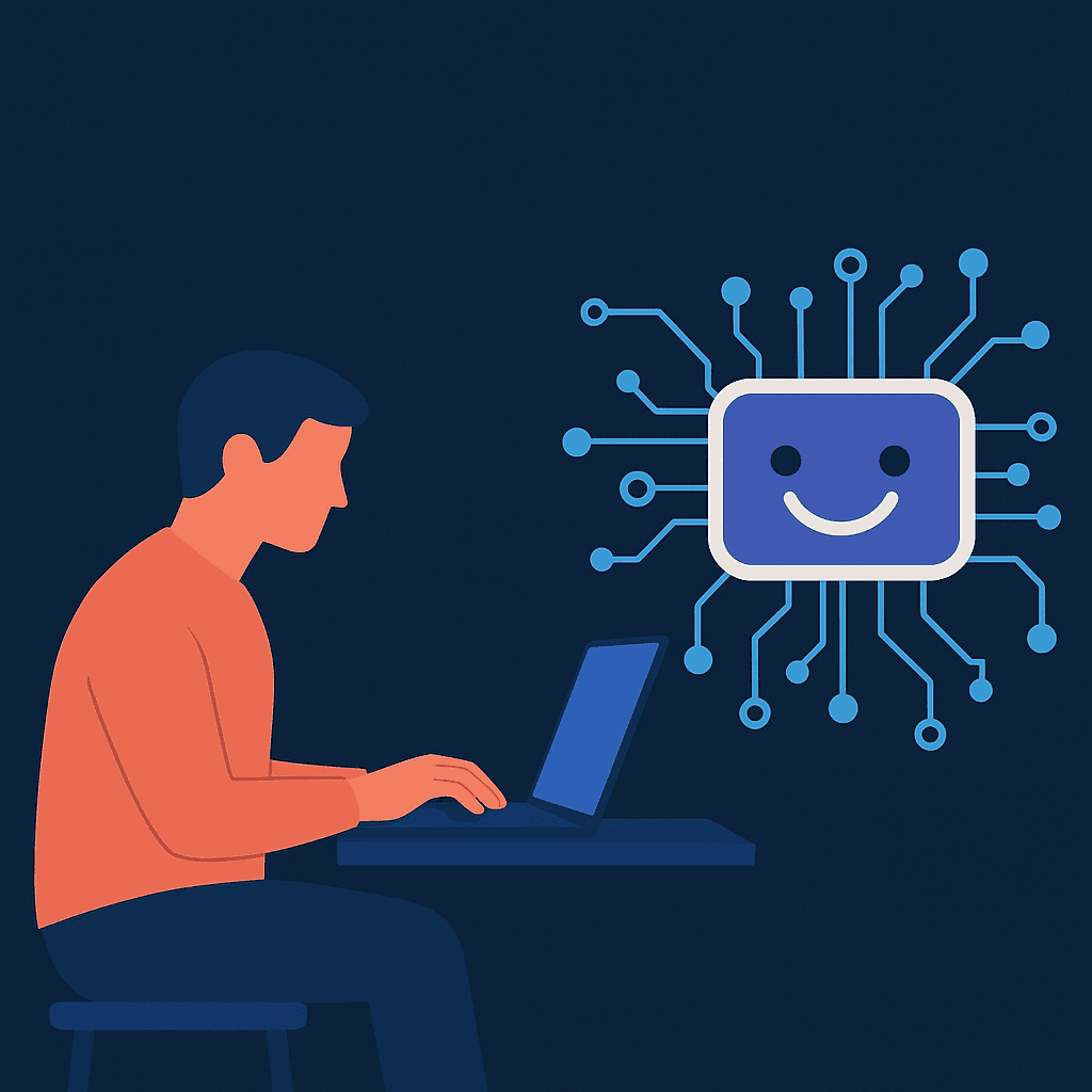 Illustration contrasting AI development hype with practical software delivery