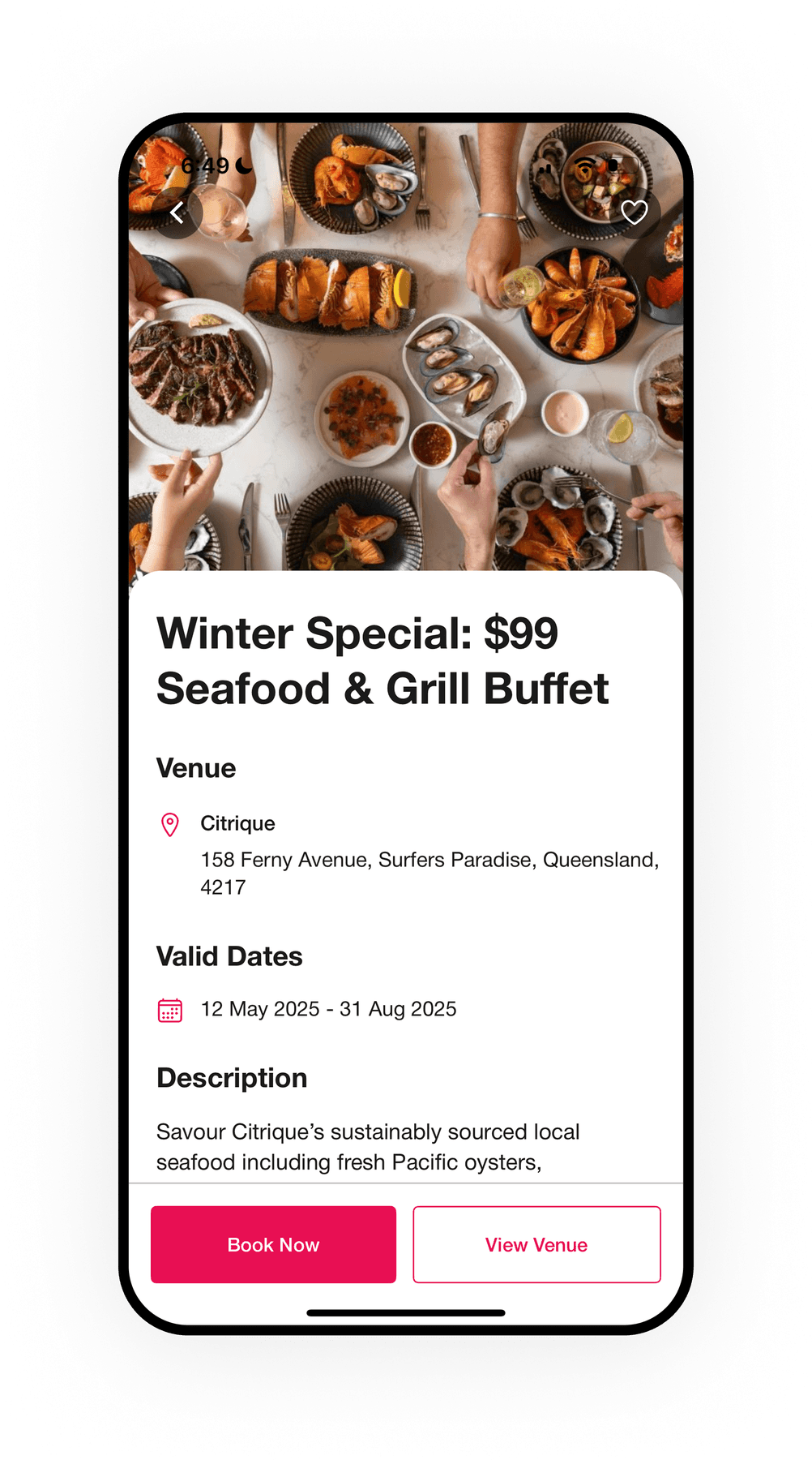 Experience Gold Coast deal detail app screen