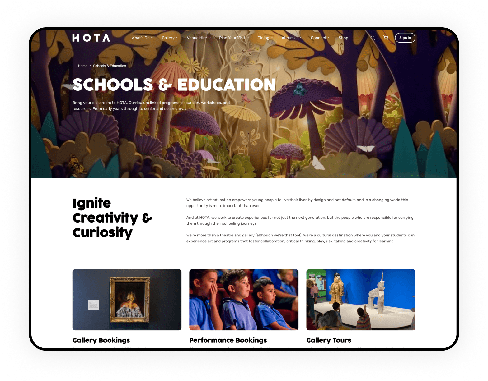 HOTA Schools & Education page