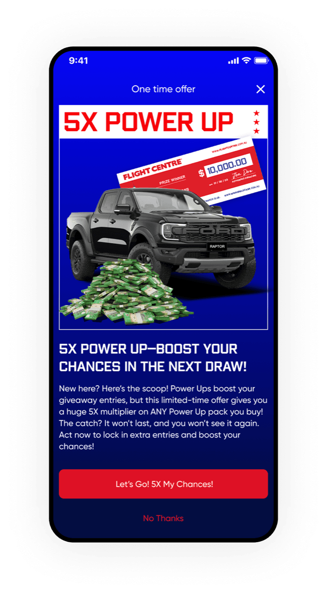 Winners Locker 5X Power Up offer to boost giveaway entries