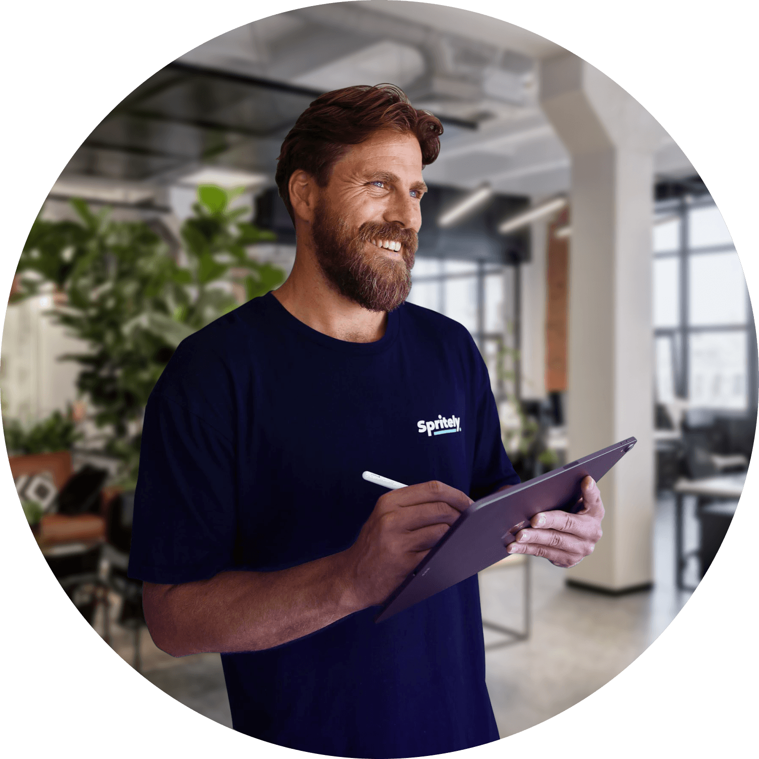 Scott from Spritely reviewing a product on an iPad